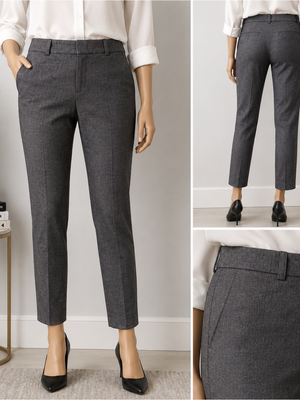 Banana Republic Sloan Pants Women’s 6 Charcoal Gray Slim Ankle Career Trousers